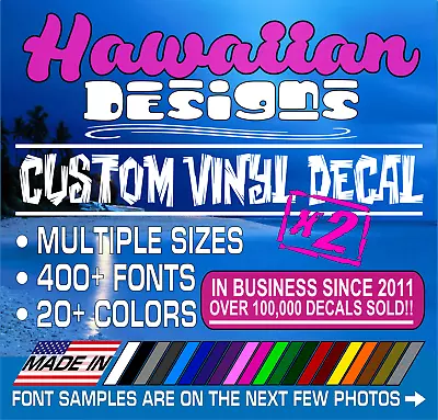 X2 Custom Vinyl Decal HAWAIIAN Sticker Car Window Windshield Hibiscus KOA Turtle • $5.49