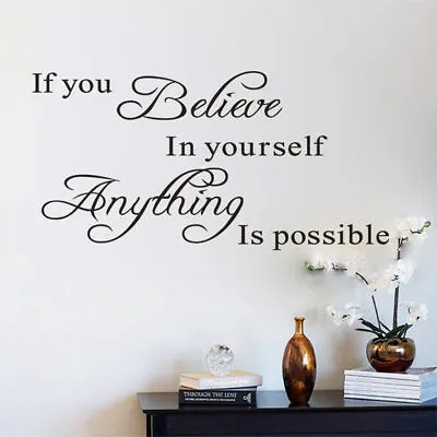 Believe In Yourself Motivation Quote Wall Stickers Art Room Removable Decals DIY • £4.99
