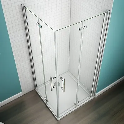 Frameless Bi Fold Pivot Hinge Walk In Shower Enclosure Double Glass Door H 185cm • £279