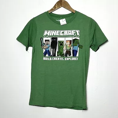 Mojang Minecraft T-shirt Boys Large Green Crewneck Short Sleeve Pullover Top NWT • $5.95