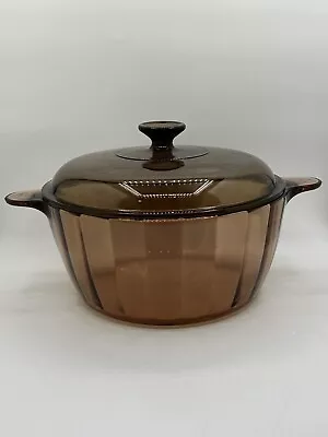 Pyrex Visions Amber Dutch Oven 4.5L Stock Pot Corning USA Brown 5Qt Vision Ware • $49.99