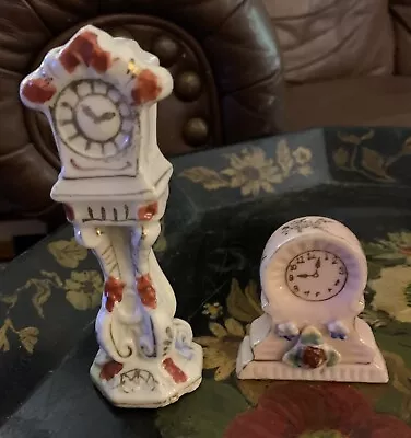 Vintage 2 Clocks Made In Occupied Japan 2 1/2 And 5   Tall Porcelain Image • $18