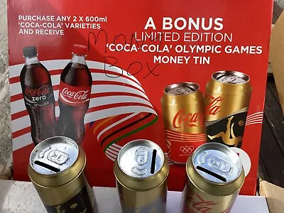 3 Different Steel Coke Cola Cans Olympics  Issue  Money Box Cans • $12