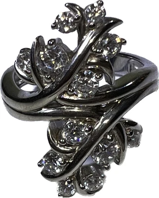 $77 • Buy JOSE HESS Sterling Silver CZ Floral Branch Statement Ring Size 5.75 