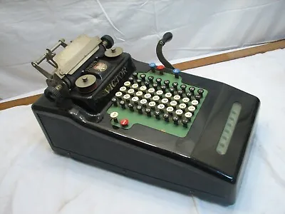 Antique Victor Adding Machine Business Calculator Tool Printing Hand Crank • $299