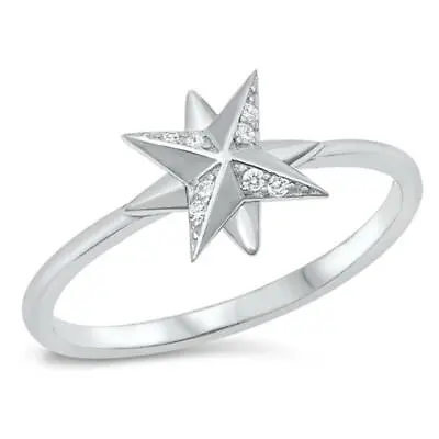$15.19 • Buy Chaos Magic Star Clear CZ Unique Ring New .925 Sterling Silver Band Sizes 4-10