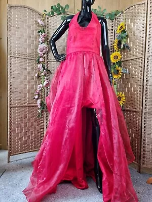 Hebeos Scarlet Red Prom Ball Gown Bridesmaid Dress Size Medium 12 14 Small 16 • £20