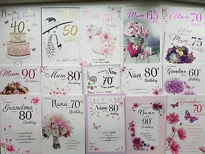 Mum Nan Nana Nanny Grandma Birthday Card Age 40th 50th 60th 70th 80th 90th  • £3.49