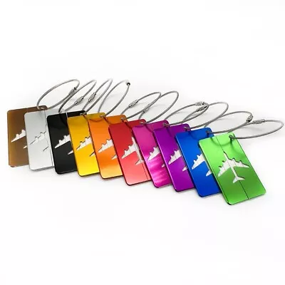 Aluminium Luggage Tags Holiday Suitcase Labels Travel Bag ID Plane Design New • £2.50