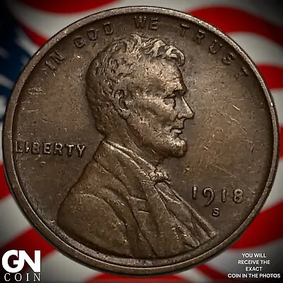 1918 S Lincoln Cent Wheat Penny X6376 • $5