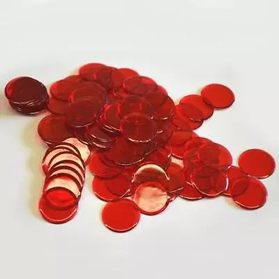 Plastic Non Magnetic Bingo Chips 7/8  Size Bags Of 100 Color Red  • $5.99