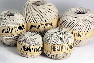 HEMP TWINE- Natural Hemp Cord   0.5MM-1MM- 2MM- 3MM- 4MM Macrame-Crafts Use • £12.99