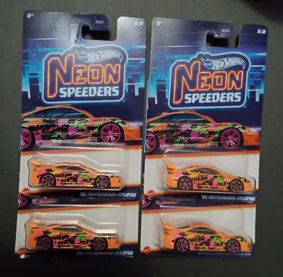 Hot Wheels- 2024 Neon Speeders-'95 Mitsubishi Eclipse-all 4 In Good Condition  • $28