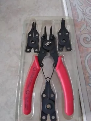 Snap Ring Pliers Set – 5 Pc Interchangeable Jaw Head C Clip Pliers Set • $4.50