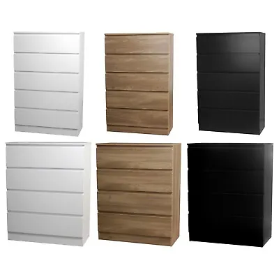 £84.99 • Buy 4 Or 5 Drawer Skagen Wooden Bedroom Chest Cabinet No Handle Storage Cupboard