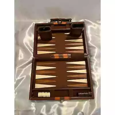 Vintage Backgammon Set Faux Leather.  READ DESC • $15