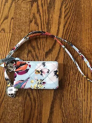 Vera Bradley Deluxe Zip ID Case And Lanyard NWT Light Blue Sea Air Floral • $25.99