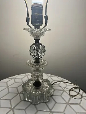 Vintage Cut Crystal Glass Brass Table Lamp Hollywood Regency • $35