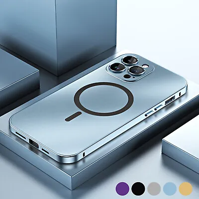 Magnetic Charging Aluminium Metal Bumper Case Cover For IPhone 15 14 13 Pro Max • £11.51