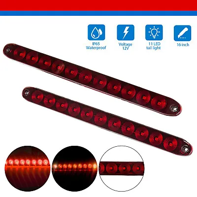 $12.65 • Buy 2PCS 16  Red Truck Trailer Light Bar 11 LED Stop Turn Tail Brake Lights Strip