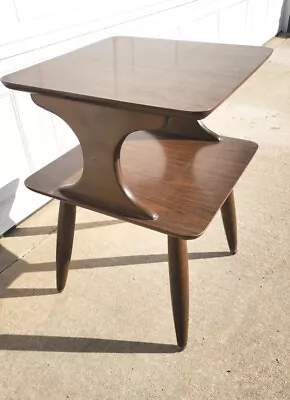 Solid Mid Century Modern Design Walnut Cube End Table  Formica Top   • $47.99