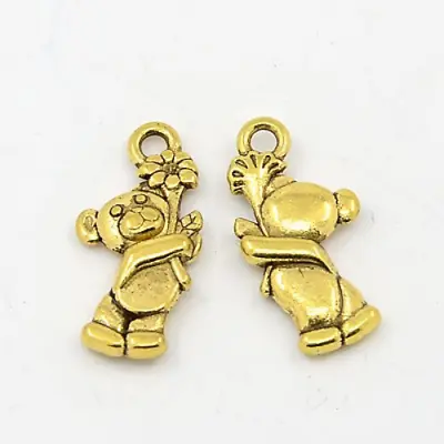 £2.15 • Buy 10 X Tibetan Gold Teddy Bear Flower Pendants Charms Jewellery Making 