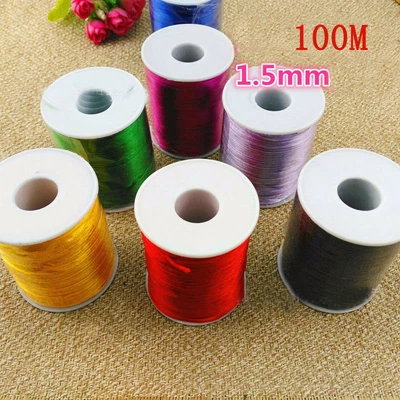 £5.50 • Buy 100M 1.5mm Chinese Knot Satin Nylon Braided Cord Macrame Beading Rattail Cord 