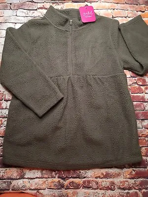 Isabel Maternity Olive Green Half Zip Sherpa Collared Sweater Long Sleeve New • $4.99