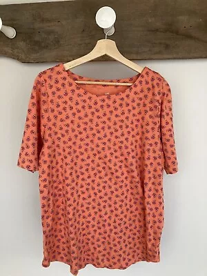 NEW SPRING J. JILL L Large Pima  SLUB SCOOP NECK Orange Floral TEE • $23.99