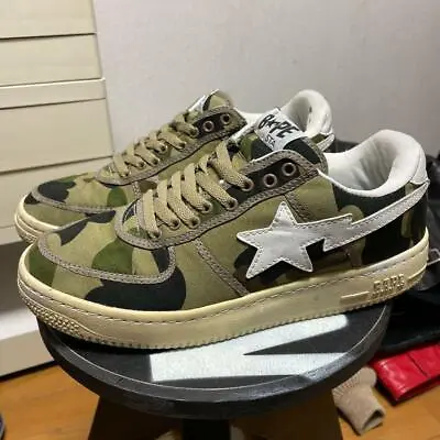 Mr BATHING APE Bapesta Sneaker Shoes Green Camo US10 Used From Japan • $621.56