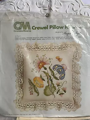 PASTEL JACOBEAN Vintage Crewel Embroidery Pillow Kit Margaret Boyles Cottage Cor • $64.49