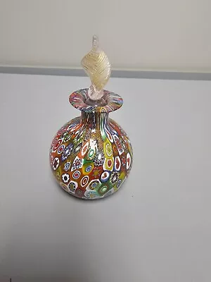 Vintage Murano Millefiori Glass Perfume/Oils Bottle With Stopper • $70