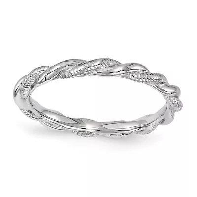 Lex & Lu Sterling Silver Stackable Expressions Rhodium-plated Twist Ring LAL7790 • $43.99