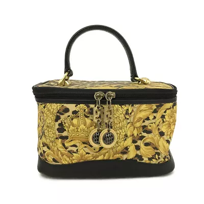 GIANNI VERSACE Leopard Canvas Vanity Hand Bag MultiColor/3Y0244 • $31