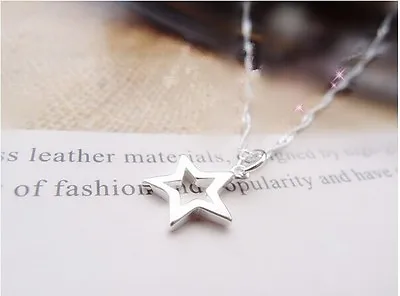 Shiny 925 Sterling Silver Plated Cut Out Star Pendant Necklace Lady Girl Gift UK • £3.07