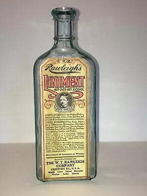 Vintage Rawleigh's Liniment Bottle W/100% Paper Label (FOR MAN OR BEAST) • $25