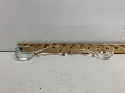 2 Vintage Clear Glass Condiment Ladle Mayonnaise Spoon Curved Handle A008 • $19.95