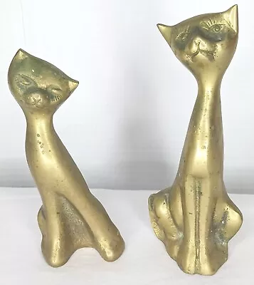 Vintage MCM Retro Sassy Brass Cat Kitten Siamese Figurines Lot Of 2 • $29.95