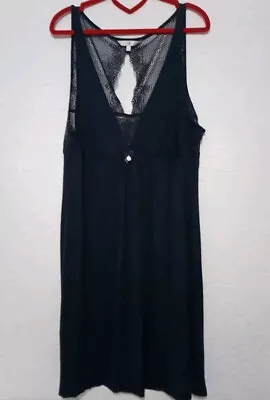 JASPER CONRAN Size 20 Blue Sleeveless Lace Knee Length Nighty Night Dress • £4.99
