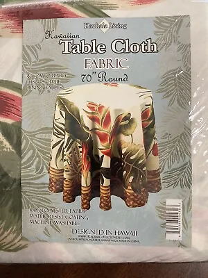 $29.95 • Buy Hawaiian Tropical Floral Fabric Tablecloth 70  Round