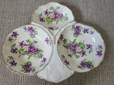 Vtg Trinket Dish James Kent Serving Tray Longton England Purple Violet Divided • $16.33