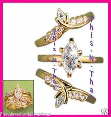 Ring CZ Marquise Ring Set Of Three All Size 8 GOLDTONE • $34.98