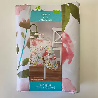 NEW WAY TO CELEBRATE EASTER SPRING 60x84 PEVA VINYL TABLECLOTH Floral Flowers • $14.99