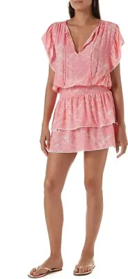 MELISSA ODABASH Keri Cover-Up Dress Tropical Coral Pink Size XS $239 NEW • $115