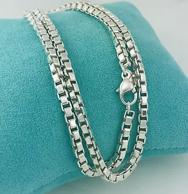 24  Tiffany & Co  Mens Unisex Venetian Box Link Necklace In Sterling Silver • $679