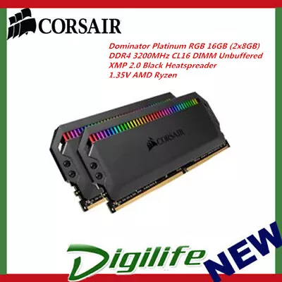 Corsair Dominator Platinum RGB 16GB (2x 8GB) DDR4 3200MHz Memory For AMD Ryzen  • $225