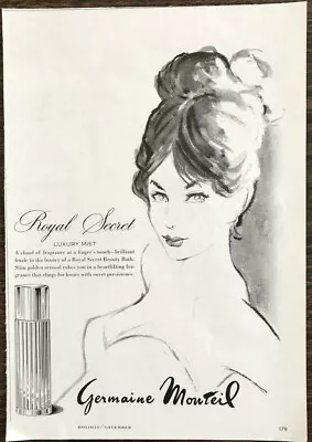 1961 Germaine Monteil PRINT AD Royal Secret Luxury Mist Perfume • $9.85