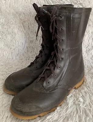 Cabelas Boots Mens Size 12 Steel Shank Rain Brown Rubber Lace Up Heels LaCrosse  • $42