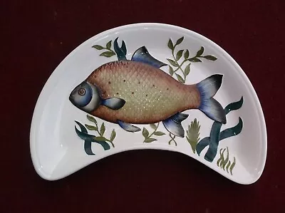 £9.99 • Buy Vintage Radford Pottery Hand Painted Half Moon Dish Fish Design