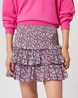NWT $350 ISABEL MARANT ÉTOILE Naomi Ruffled Floral Cotton-voile Mini Skirt 38 6 • $95